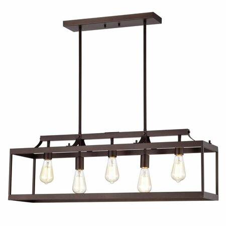 FEELTHEGLOW 36 in. Ironclad Industrial 5 Light Island Pendant Ceiling Fixture, Oil Rubbed Bronze FE2542788